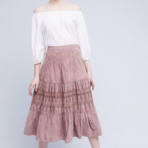 Anthropologie Aldane Suede Midi Skirt, by Floreat